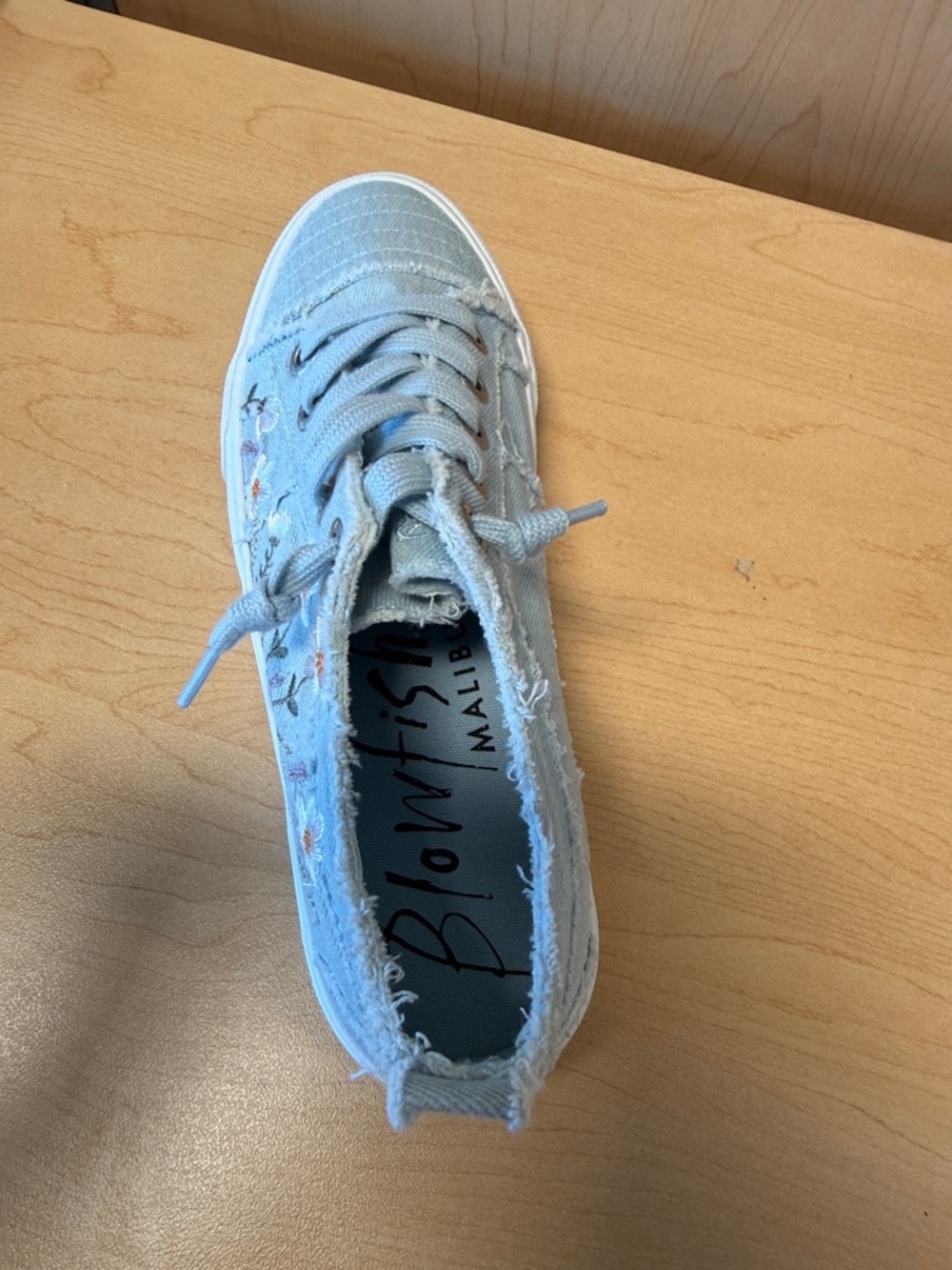 Blowfish Ice Blue Denim Floral-Accent Sneakers - Picture 3 of 6